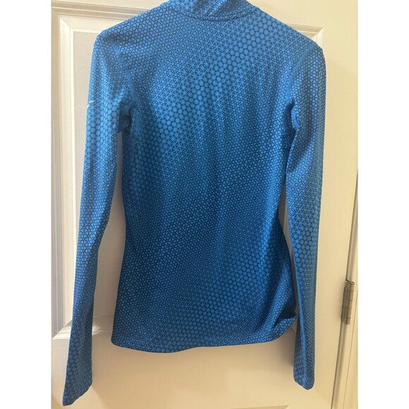 Nike Pro Pullover Top Womens XS Dri Fit Blue AOP 1/2 Zip Long Sleeve Geometric - Picture 5 of 5